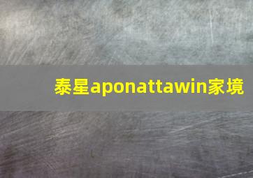 泰星aponattawin家境