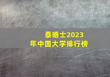 泰晤士2023年中国大学排行榜