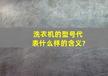 洗衣机的型号代表什么样的含义?