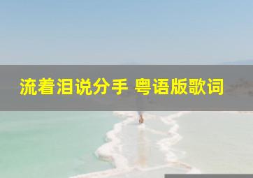 流着泪说分手 粤语版歌词