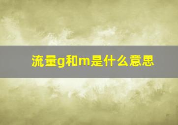 流量g和m是什么意思