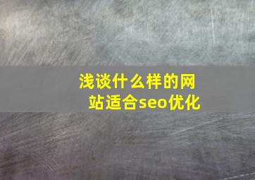 浅谈什么样的网站适合seo优化