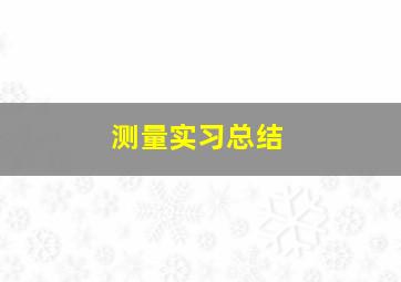 测量实习总结