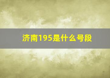 济南195是什么号段(