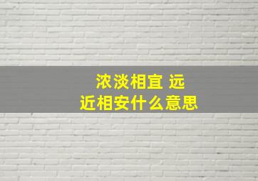 浓淡相宜 远近相安什么意思