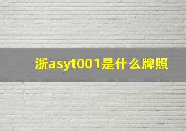 浙asyt001是什么牌照