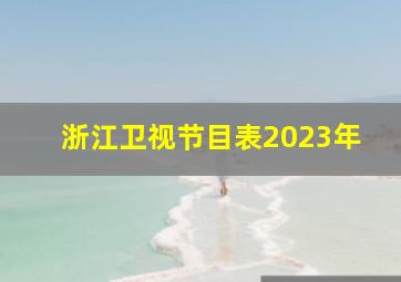 浙江卫视节目表2023年