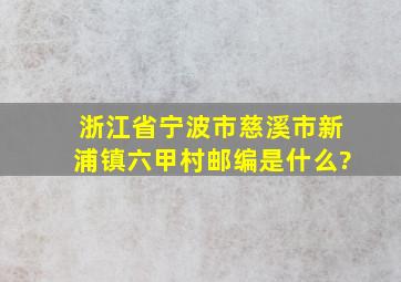 浙江省宁波市慈溪市新浦镇六甲村邮编是什么?