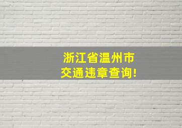 浙江省温州市交通违章查询!