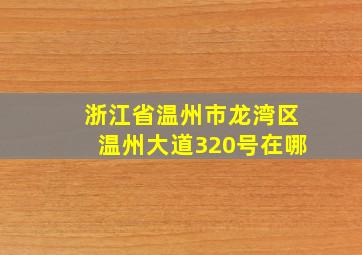 浙江省温州市龙湾区温州大道320号在哪