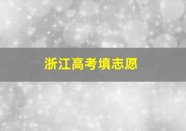 浙江高考填志愿