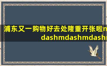 浦东又一购物好去处隆重开张啦————弘声生活广场