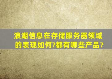 浪潮信息在存储服务器领域的表现如何?都有哪些产品?