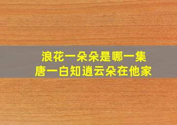 浪花一朵朵是哪一集唐一白知逍云朵在他家