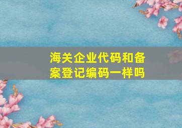 海关企业代码和备案登记编码一样吗