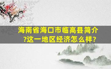 海南省海口市临高县简介?这一地区经济怎么样?