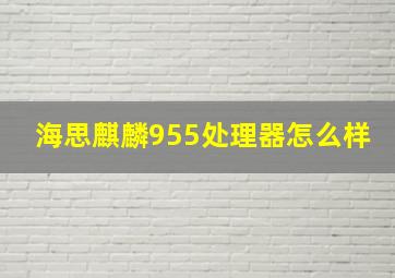 海思麒麟955处理器怎么样