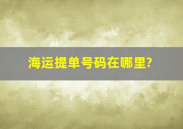 海运提单号码在哪里?