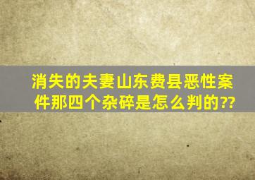 消失的夫妻山东费县恶性案件那四个杂碎是怎么判的??