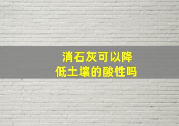 消石灰可以降低土壤的酸性吗