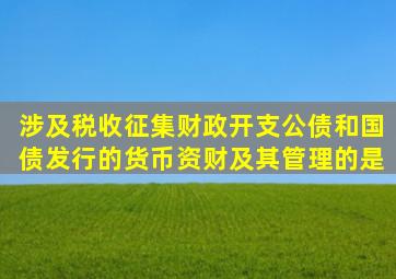 涉及税收征集、财政开支、公债和国债发行的货币资财及其管理的是()。