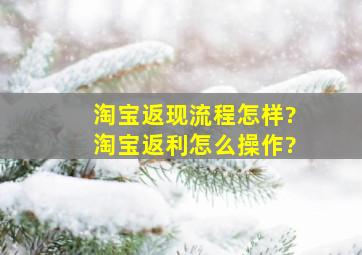 淘宝返现流程怎样?淘宝返利怎么操作?