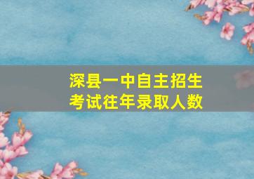 深县一中自主招生考试往年录取人数