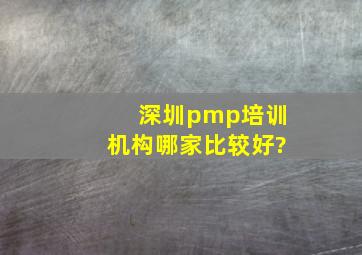 深圳pmp培训机构哪家比较好?