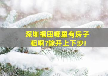 深圳福田哪里有房子租啊?除开上下沙!