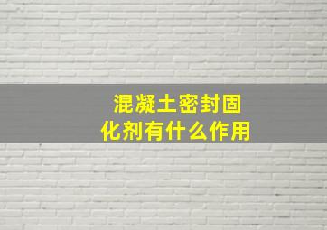 混凝土密封固化剂有什么作用