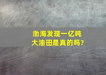 渤海发现一亿吨大油田是真的吗?