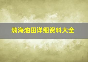 渤海油田详细资料大全