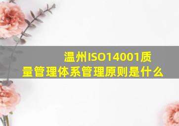 温州ISO14001质量管理体系管理原则是什么