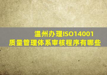 温州办理ISO14001质量管理体系审核程序有哪些