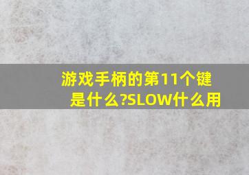 游戏手柄的第11个键是什么?SLOW什么用