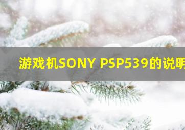 游戏机SONY PSP539的说明书