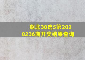 湖北30选5第2020236期开奖结果查询