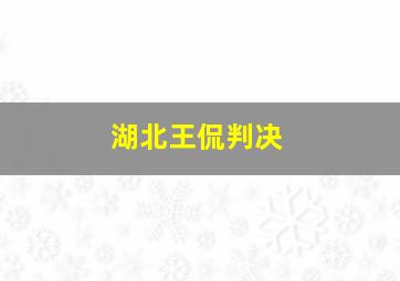 湖北王侃判决