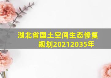 湖北省国土空间生态修复规划(20212035年) 