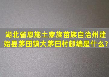 湖北省恩施土家族苗族自治州建始县茅田镇大茅田村邮编是什么?