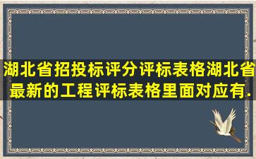 湖北省招投标评分评标表格,湖北省最新的工程评标表格,里面对应有...