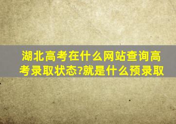 湖北高考在什么网站查询高考录取状态?就是什么预录取