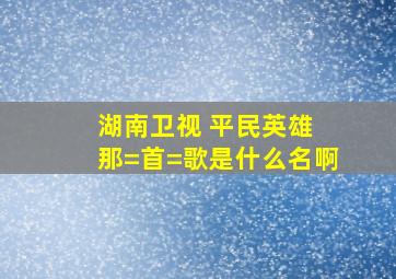 湖南卫视 平民英雄 那=首=歌是什么名啊