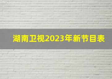 湖南卫视2023年新节目表