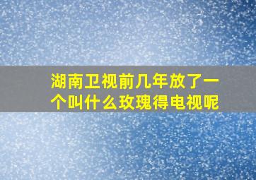 湖南卫视前几年放了一个叫什么玫瑰得电视呢