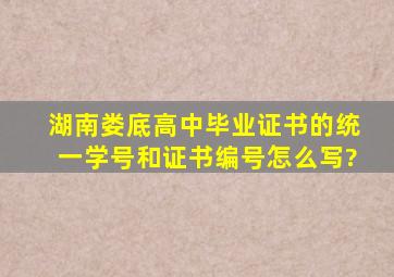 湖南娄底高中毕业证书的统一学号和证书编号怎么写?