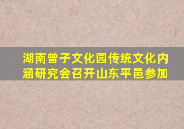 湖南曾子文化园传统文化内涵研究会召开,山东平邑参加