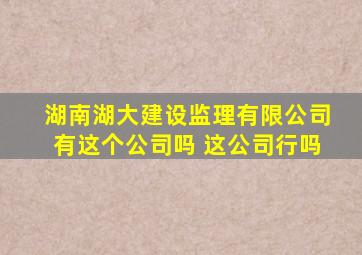 湖南湖大建设监理有限公司有这个公司吗 这公司行吗