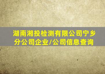 湖南湘投检测有限公司宁乡分公司  企业/公司信息查询 