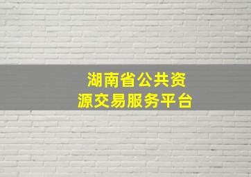 湖南省公共资源交易服务平台